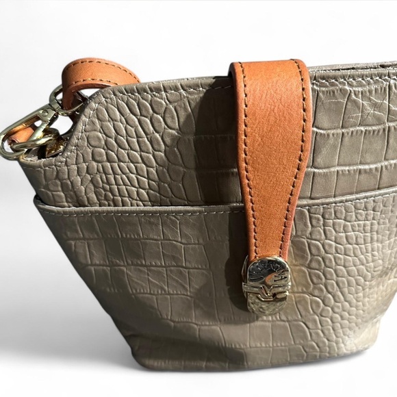 Valentina Genuine Leather Taupe Croc Embossed Crossbody - Picture 6 of 6